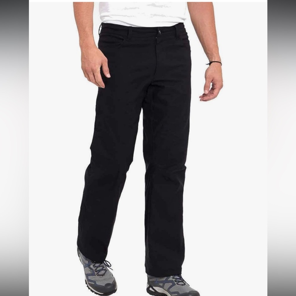 EDDIE BAUER Fleece Lined Tech Pants Men's Sz 34x30 Water Resistant Black UPF 50+